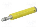 Connector: 4mm banana; plug; 32A; 30VAC; 60VDC; yellow; 2.5mm2
