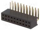 Socket; pin strips; female; PIN: 20; angled 90°; 1.27mm; THT; 2x10