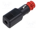 Cigarette lighter plug; screw terminal; Sup.volt: 12÷24VDC; 15A