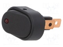 ROCKER; SPST; Pos: 2; OFF-ON; 30A/12VDC; red; LED; Rcont max: 50mΩ