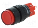 Switch: push-button; Pos: 2; SPDT; 3A/220VAC; 2A/24VDC; red; red