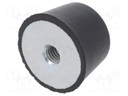 Vibroisolation foot; Ø: 25mm; Shore hardness: 70±5; 454N; 107N/mm