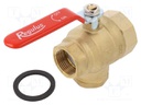 Ball valve; G 1 1/2" internal; brass; Medium: water