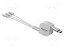 Cable; USB 2.0,rolled; 0.98m; white; 23AWG; 5V; 2.1A