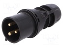 Connector: AC supply; plug; male; 32A; 230VAC; IP44; Layout: 2P+PE