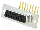 D-Sub; PIN: 15; socket; female; turned contacts; angled 90°; THT