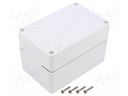 Enclosure: multipurpose; X: 120mm; Y: 80mm; Z: 75mm; ZP; ASA; white