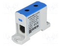 Splice terminal: rail; 6÷95mm2; ways: 1; terminals: 2; blue; TS35
