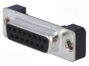 D-Sub; PIN: 15; socket; female; with threaded hole; Locking: screws