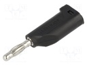 Plug; 4mm banana; 16A; 70VDC; black; with 4mm axial socket; 1mm2