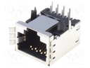 Socket; RJ45; PIN: 8; Cat: 5; shielded,low profile; Layout: 8p8c; THT