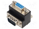 Adapter; D-Sub 9pin socket 90° up/down,D-Sub 9pin plug; black