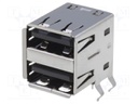 Socket; USB A; THT; angled 90°; double; USB 2.0; gold-plated