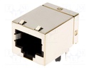 Socket; RJ45; PIN: 8; Layout: 8p8c; THT; on PCBs
