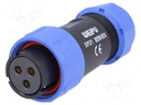 Plug; female; SP21; PIN: 3; IP68; 7÷12mm; soldering; for cable; 500V