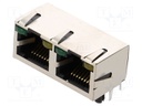 Socket; RJ45; Cat: 5; shielded,double,with LED; Layout: 8p8c; THT