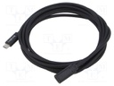 Cable; High Speed,USB 2.0; USB C socket,USB C plug; 3m; black