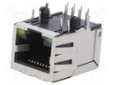 Socket; RJ45; PIN: 8; Cat: 5e; shielded; Layout: 8p8c; THT; angled