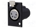 Socket; XLR; female; PIN: 4; with push button; soldering; black