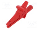Crocodile clip; 10A; 600VDC; red; Grip capac: max.6mm