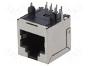 Socket; RJ45; PIN: 8; Cat: 6; shielded; Layout: 8p8c; THT; angled