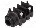 Socket; Jack 6,35mm; female; mono; with double switch; angled 90°