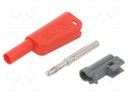 4mm banana; 19A; 1kV; red; insulated,with 4mm axial socket; 1mm2