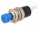 Switch: push-button; Pos: 2; SPST-NO; 1A/250VAC; blue; Illumin: none