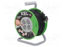 Extension lead; reel,with non-rotating sockets; Sockets: 4; PVC