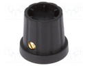 Knob; with flange; plastic; Shaft d: 6.35mm; Ø16.5x19.2mm; black