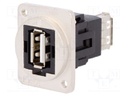 Coupler; USB A socket,both sides; FT; USB 2.0; metal; 19x24mm