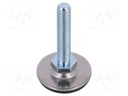 Foot of pin; with no-slip disk; Base dia: 40mm; M10
