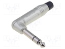 Plug; Jack 6,35mm; male; stereo; straight; for cable; soldering