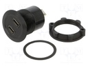 Adapter; for panel mounting,rear side nut; USB 2.0; Thread: M25
