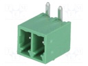 Pluggable terminal block; 3.5mm; ways: 2; angled 90°; socket; male