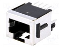 Socket; RJ45; PIN: 8; with panel stop blockade; Layout: 8p8c; THT