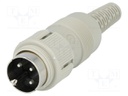 Plug; DIN; male; PIN: 3; Layout: 180°; straight; for cable; soldering