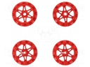 Wheel; red; Shaft: D spring; Pcs: 4; push-in,screw; Ø: 35mm; W: 14.6mm