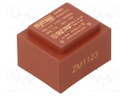 Transformer: encapsulated; 1VA; 117VAC; 18V; 56mA; Mounting: PCB