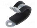 Fixing clamp; ØBundle : 16mm; W: 15mm; steel; Cover material: EPDM