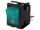 ROCKER; DPST; Pos: 2; OFF-ON; 16A/250VAC; green; neon lamp 125V
