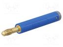 Connector: 4mm banana; plug; 32A; 30VAC; 60VDC; blue; non-insulated