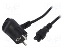Cable; CEE 7/7 (E/F) plug angled,IEC C5 female; 1.5m; Tinen