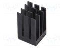 Heatsink: extruded; grilled; black; L: 15mm; W: 15mm; H: 24.5mm