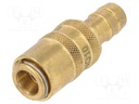 Quick connection coupling; straight; max.10bar; brass; Seal: FPM