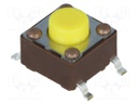 Microswitch TACT; SPST-NO; Pos: 2; 0.05A/12VDC; SMT; none; 5.2N