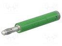 Connector: 4mm banana; plug; 32A; 30VAC; 60VDC; green; 2.5mm2