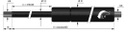Gas spring; Thread: M8; E: 275mm; Øout: 21mm; Piston diam: 10mm