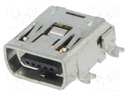 Socket; USB C mini; SMT; PIN: 5; horizontal