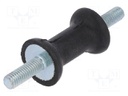 Vibration damper; M6; Ø: 20mm; rubber; L: 30mm; Thread len: 18mm
